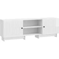 Syfax Meuble TV Blanc Brillant 150 x 31 x 50 cm Bois d’ingénierie