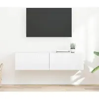 Prolenta Meuble TV mural exclusif - 2 pièces, en bois stratifié blanc brillant