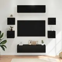 Prolenta Meuble TV exclusif - Ensemble de 8 pièces en bois stratifié imitation chêne noir