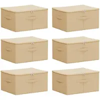 vidaXL Boîtes de rangement, lot de 6, en tissu non tissé, 50 x 30 x 25 cm, 37,5 L, couleur crème