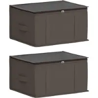 vidaXL Boîte de rangement avec fenêtre transparente sur le dessus, lot de 2, gris