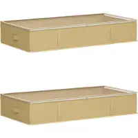 vidaXL Boîte de rangement avec fenêtre transparente sur le dessus, lot de 2, couleur crème