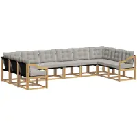 vidaXL Ensemble de salon de jardin, 10 pièces, blanc et gris clair