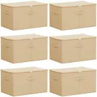 vidaXL Boîtes de rangement, lot de 6, en tissu non tissé, 55 x 35 x 32 cm, 61,6 L, couleur crème