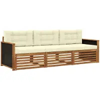 vidaXL Ensemble de canapés d'extérieur , 3 pièces, polyester naturel et crème