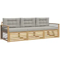 vidaXL - Ensemble de canapés d'extérieur, 3 pièces, blanc et gris clair, en polyester