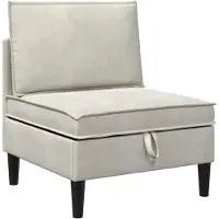 vidaXL Canapé central avec rangement, velours crème