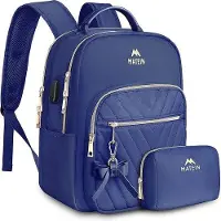 Unyqoos Petite trousse de voyage pour femme, sac 2-en-1 imperméable avec station de recharge USB, sac à dos de ville noir et bleu
