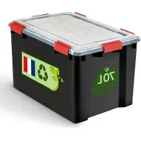 OEM Boîtes de stockage en plastique 70 L, transparentes, rouges, hermétiques, étanches, à fermeture par clic, empilables, sans BPA, WSB-70.