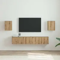 Prolenta Meuble TV mural exclusif - Ensemble de 2 pièces en bois stratifié chêne artisanal