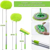 Famanu Kit de nettoyage pour voiture, brosse à long manche avec 2 têtes en microfibre et sac de rangement