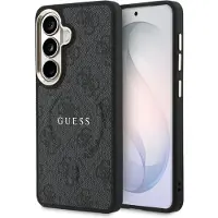 GUESS Coque arrière en cuir 4G avec MagSafe pour Samsung Galaxy S26 - Gold Edge - Black