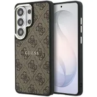 GUESS Coque arrière en cuir 4G avec MagSafe pour Samsung Galaxy S26 Ultra - Gold Edge - Brown