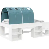 vidaXL : Ensemble de lit avec tunnel, 3 pièces, blanc et bleu clair, fabriqué en bois composite