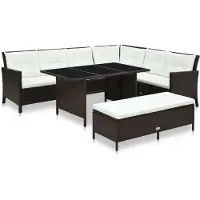 Prolenta Maison Exclusive - Ensemble de salon de jardin 3 pièces avec coussins, en rotin synthétique marron