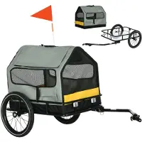 PawHut Remorque pour chien 3 en 1 , niche pour animaux, remorque de transport avec bandes réfléchissantes