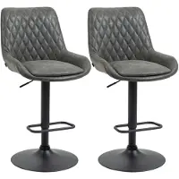 HOMCOM - Lot de 2 tabourets de bar réglables en hauteur avec repose-pieds
