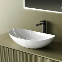 Emke Lavabo ovale , dimensions : 61,9 x 36 x 15,7 cm, finition blanche brillante