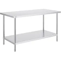 Vevor Table de préparation en acier inoxydable, table de travail professionnelle pour la préparation alimentaire, 76 x 152 x 86 cm