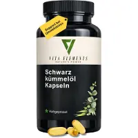 IK-Handelsgruppe Vita Elements : Capsules d'huile de graines de nigelle (Nigella sativa), 400 capsules – Huile de graines de nigelle pressée à froid, enrichie en vitamine E, complément alimentaire