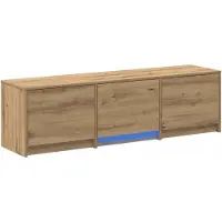 vidaXL Meuble TV avec éclairage LED, 140 x 34 x 40 cm, style artisanale, finition chêne