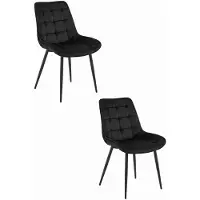 Leobert Chaise - - Bera - Velours Noir/Pieds Noirs - 54 X 60 X 88 Cm - Lot De 2