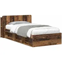 Syfax Cadre de lit avec rangement Bois ancien 80 x 200 cm