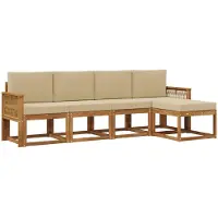 vidaXL Ensemble de salon de jardin 5 pièces, couleurs naturelles et beige, en polyester