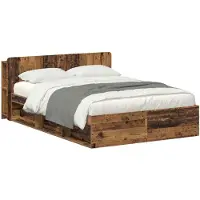Syfax Cadre de lit avec rangement Bois ancien 135 x 190 cm