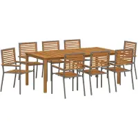 Syfax Ensemble de salle à manger pour jardin 9 pcs Gris