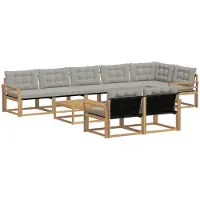 vidaXL Ensemble de salon de jardin 9 pièces, blanc et gris clair