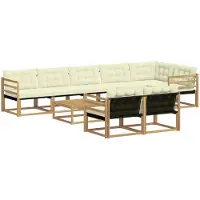 vidaXL Ensemble de canapés d'extérieur , 9 pièces, blanc et crème, 79 x 79 x 37 cm