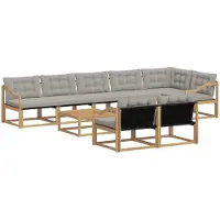 vidaXL Ensemble de salon de jardin 9 pièces, blanc et gris clair