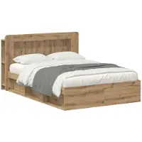 Syfax Cadre de lit avec rangement Chêne artisanal 135 x 190 cm