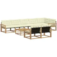 vidaXL Ensemble de salon de jardin 9 pièces, blanc et crème