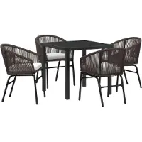 Syfax Ensemble de salle à manger pour jardin 5 pcs Marron