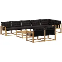 vidaXL Ensemble de salon de jardin 9 pièces, blanc et noir