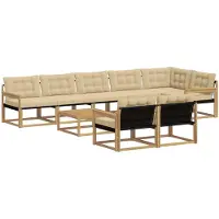 vidaXL Ensemble de salon de jardin 9 pièces, blanc et beige