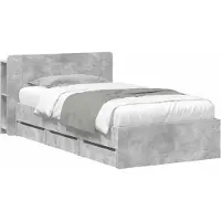 Syfax Cadre de lit avec rangement Gris béton 75 x 190 cm