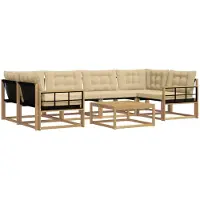 vidaXL Ensemble de canapés d'extérieur , 7 pièces, blanc et beige, 79 x 79 x 37 cm