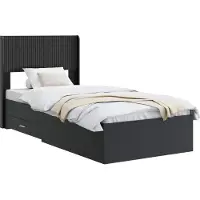 vidaXL Sommier avec rangement et tête de lit, noir, 75 x 190 cm