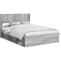 vidaXL Sommier avec rangement et tête de lit, gris Sonoma, 120 x 200 cm