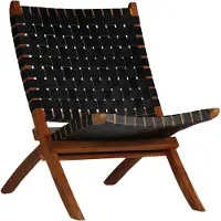 Syfax Chaise pliable bandes croisées noir cuir véritable