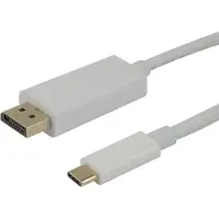 Deltaco USB-C - DisplayPort cable, 4K UHD, gold plated, 1m, white (1 m), Câble vidéo, Blanc