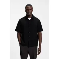 BOSS pour homme. 50559576 Chemise de membre noire (S), Casuel, Coton, Manche courte