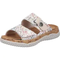 Rieker Sandales V030090 V03 pour femmes, confortables, modèle pantoufle, couleur blanche, pour un usage quotidien