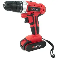VERTEX Perceuse-visseuse sans fil 21 V – Visseuse sans fil avec batterie et chargeur – 2 vitesses – LED,
