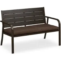 Relaxdays Banc de jardin avec coussin d'assise, aspect bois, dimensions : 78 x 118 x 66 cm, 2 places, banc de balcon robuste, banc, marron