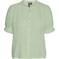 Vero Moda Natali 2/4 Lace Short Sleeve Blouse Vert XL Femme