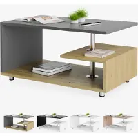 Casaria Table basse Orlando bois/gris 95x55x50cm